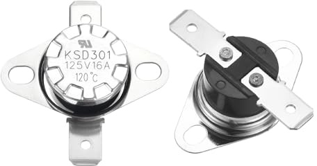 QUARKZMAN 2 Stück KSD301 Thermoschalter 120°C Normalerweise Geschlossen 125V 16A Thermostat Snap-Disc Temperaturschalter für Mikrowellen, Backöfen, Kaffeemaschinen, Bakelit Material