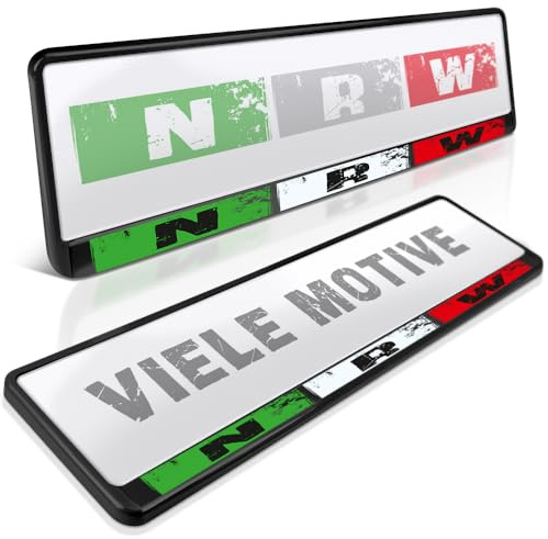 2 Kennzeichenhalter | Nordrhein-Westfalen 04 | NRW PKW Nummernschildhalter | Rheinland Ruhrpott Köln Düsseldorf | Kennzeichen-Halterung | Kfz Nummernschild-Halterung | Auto-Schild Kennzeichen-Rahmen