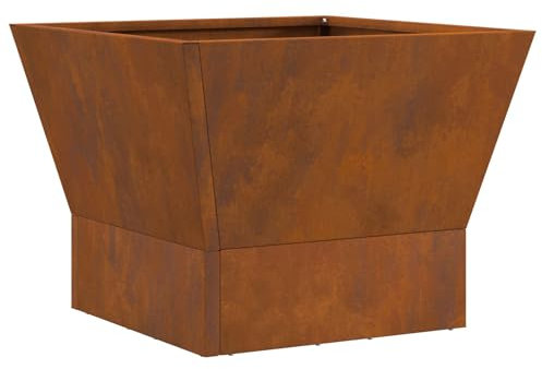 vidaXL Focolare Marrone 40 x 40 x 35 cm Acciaio, Braciere Moderno, Design Quadrato in Acciaio per Giardino e terrazza, riscaldatore Esterno Durevole, Set per Patio e focolare
