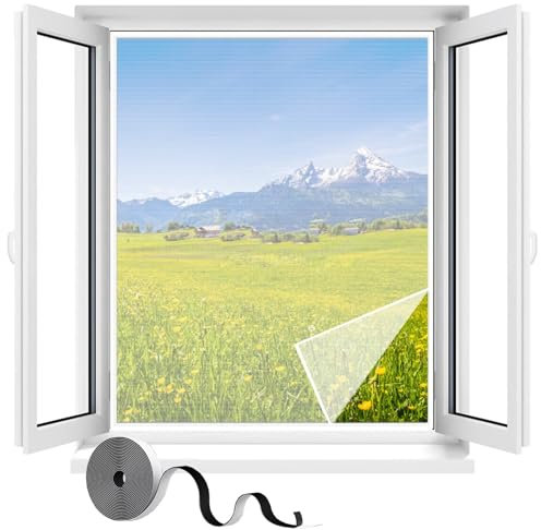 W210 x H205cm(82.7x80.7in) Mosquitera Para Ventanass,Blanco Cortina Mosquiteras de Malla Anti-insectos con,Fácil de Ensamblar