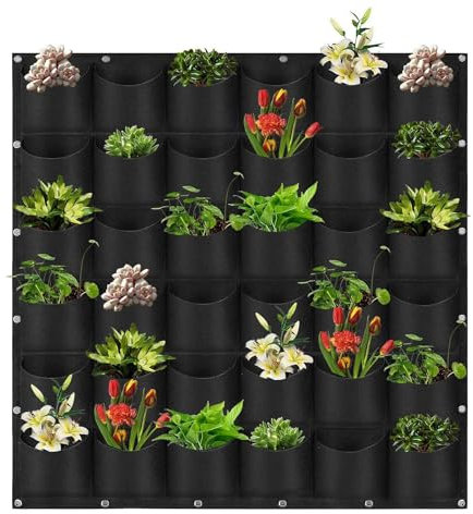 Generisch Pflanzsack, Pflanztaschen Hängend 100cm, Vertikale Erdbeerpflanzen Stofftopf Hängend, 36 Taschen Filz Pflanzbeutel Für Gemüses, Blume, Kartoffeln, Tomaten