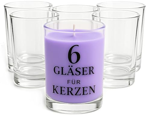 Glasmark KROSNO 1992 Lot De 6 Pots en Verre Transparent pour Fabrication de Bougies Bricolage 300 ML