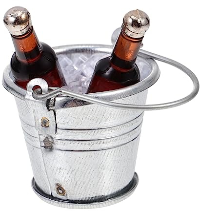 TOBBOMEY 1 Satz Bierflaschen Set mit Bucket Deko für Kleine Häuser Eimer Flaschen für DIY Projekte Realistische Perfektes für Bierliebhaber