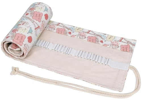 Gelishan Bleistift-Set aus Segeltuch, 72 Fächer, für Künstler, waschbar, modisch, aufrollbar, Buntstifte, Mehrzweck-Leinwand, Bleistiftrolle für Künstler, Schule, Büro, mehrfarbig, Kompakt, Eisenturm