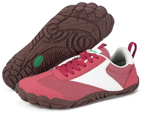 SAGUARO Unisex barfotaskor, lätta, ventilerande, halkfria, barfota, sneakers med bred tålåda, röd, 46 EU