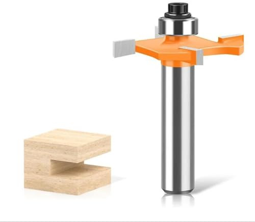 8MM Shank Biscuit Joiner Router Bit T Slot Woodworking Milling Cutter 4-10MM Cutting Height 4 Flute End Mill for Slotting,Grooving,Rebating(8 * 4mm)