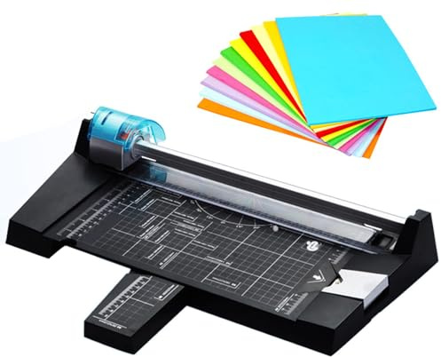 KHYTEBV Taglierina Rotante per Carta con Lame Multiple per Linee dritte, Ondulate, punteggiate e piegate, taglierina Manuale per Carta A4, Foto, Biglietti