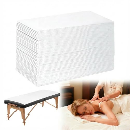 100 Stück Einweg Bettlaken Weiß - 80 x 180cm Bettlaken für Massageliegen | Vliesstoff-Auflagen 80 x 180 cm für Schönheitssalon, SPA, Tattoo-Studio und Massagetische