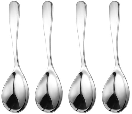 4 cucharas de sopa, espumador de aceite para hombre, mango corto grueso, utensilios de cocina, utensilios de cocina gruesos, utensilios de cocina grandes, espumador de aceite para cena