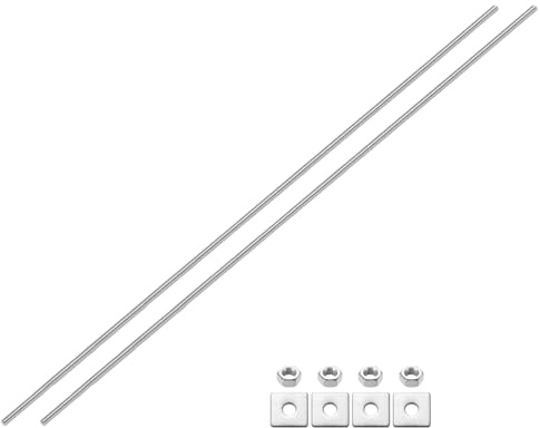 sourcing map Lot de 2 tiges entièrement filetées, pas de filetage M8-1,25, longueur de 500 mm, goujons entièrement filetés en acier inoxydable avec écrous et rondelles pour pinces, cintres et boulons
