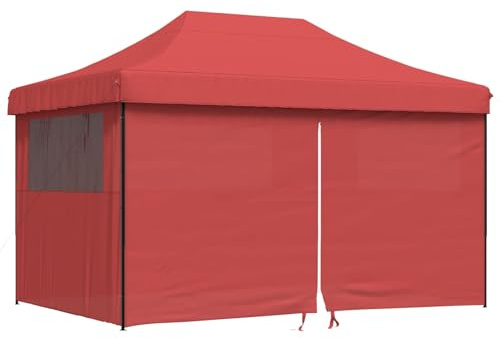 vidaXL Party Tent Folding Burgundy 292 x 440 x 315 cm Oxford Fabric, Garden and Terrace, Modern Event Tent, Pop-Up Canopy, Flexible Height Shelter, Quick Set-Up Outdoor Pavilion, Steel Frame