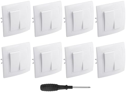 8 PCS Interruptor de Pared con Bolígrafo Rosca Interruptor Serie Empotrado | UYUYong 10A 250V Conmutador Interruptor Pared Doble Light Switch, para Corredor Escaleras Dormitorio-Unidireccional