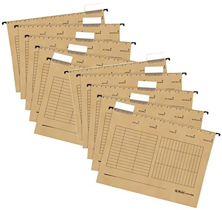 10er Set Herlitz 5874458 Hängemappe A4 UniReg farbig braun zu 5er im Polybeutel Kraftkarton, 230 g/qm (Hängemappe | 10er Set, braun)
