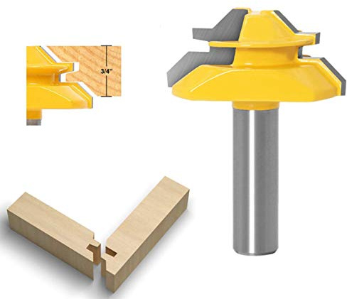45 Gradi Blocco Mitre Router Bit 12,7 mm, APLUS Fresa Per Legno, Fresa A Scanalatura, Tenone Guarnizione Cutter Per Utensile da Taglio del Legno Per Macchina di Incisione, Macchina di Decogepa