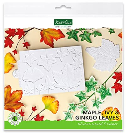 Nicholas Lodge Moule à glaçage en silicone pour pâte à sucre Motif feuilles de lierre et de ginkgo