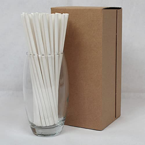 White Paper Straws (6mm x 200mm) - Pack Size 250 - FSC Certified/Food Safe/PFAS Free/Biodegradable/Eco-Friendly/Durable/Suitable for All Occasions