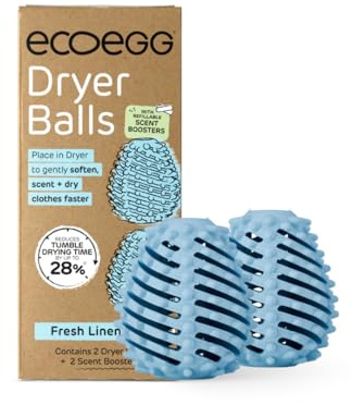 Ecoegg Dryer Balls | Fresh Linen | Reduces Drying Time | Tumble Dryer Balls Replacement | Freshens and Softens Clothes | Hypoallergenic | 2 Eggs | Scent Boosters