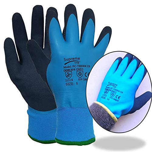 5 Pairs Thermal Insulated Waterproof Winter Work Gloves Fully Latex Coated Cold Safety (XL)