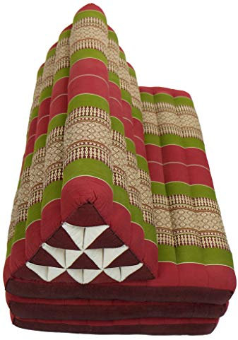 Fine Asianliving Thaikissen Dreieckskissen 3 Auflagen Kapokfüllung XXXL 80x190x7cm Burgundergrün Thai Kissen Meditation Matte Matratze Kapok 301-N09
