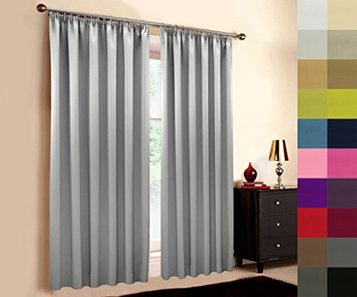 A-TEXTILE-24 Hochqualitativer Verdunkelungsvorhang nach Maß, Kräuselband, auf Maß vorhänge, Maßanfertigung, Gardinen nach Maß, Vorhang, Light Grey (Höhe: 190cm x Breite: 145cm)