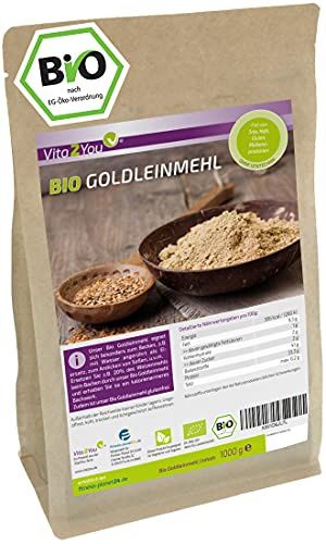 Vita2You Goldleinmehl Bio 1000g - Glutenfrei - Mehlersatz - wenig Kohlenhydrate - hoher Proteingehalt - im Zippbeutel - Premium Qualität