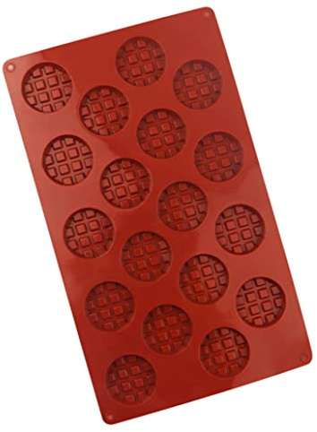 MaylFre Waffelform 18 Grids Silikon Mini Waffel Backformen Form DIY Runde Keks Schokoladenform Backen Zubehör Claret Mold, Rot