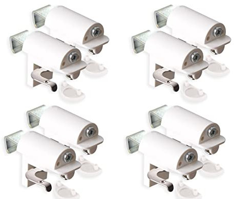KLEMMFLEX Klemmhalter für Jalousien, Jalousie Halterung ohne Bohren, zum Klemmen, 8 Stück, Weiss, Stabiler Klemmträger mit Metallbügel, verstellbar von 4-25 mm, für Fenster und Balkontüren