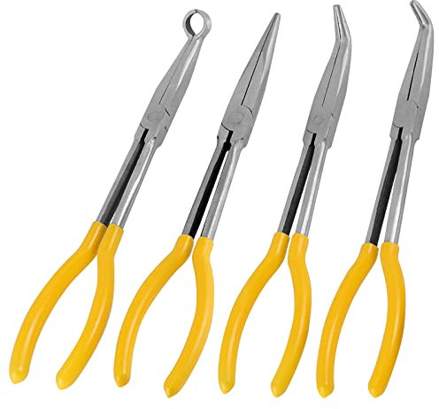 FUNSUEI 4 PCS 16 Inch Long Needle Nose Pliers Set, Non-Slip Grip, Long Reach, Limited Warranty