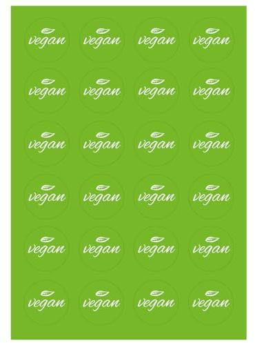Hinweissticker vegan | 24 Stk. Aufkleber | rund 4 cm