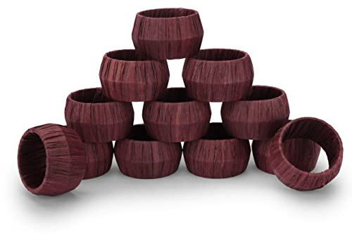 Ajuny Handgefertigter Serviettenringe Bast Rattan Rund Braun 12 Stück Dekorative 3,8 cm Servietten Halter für Tisch Dekoration Esszimmer Haus und Küche Dekor