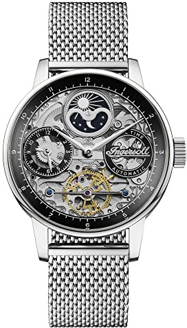 Ingersoll The Jazz Herren-Automatikuhr mit Mondphase, 42 mm, Skelett-Zifferblatt und Milanese-Mesh-Armband