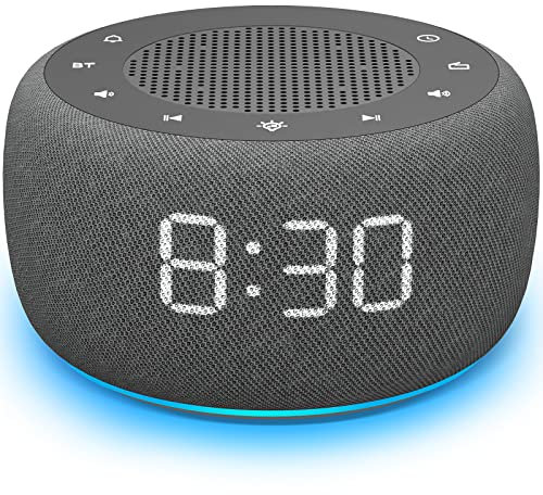 DOUMOSH Sveglia con altoparlante Bluetooth e radio FM - Display full range con dimmer, luce notturna colorata, radiosveglia collegabile per la camera da letto - Grigio scuro