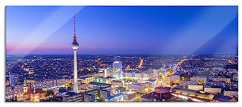 Pixxprint Glasbild Panorama, Wandbild aus Echtglas, Berlin City Panorama, 120x50 cm, inkl. Aufhängung und Abstandshalter