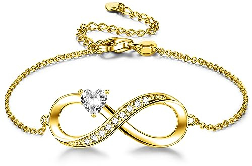 CERSLIMO Armband Unendlichkeitszeichen, Infinity Armband Damen Silber 925 Gold Rosegold mit Rot Blau Grün Herz Zirkonia Geschenke Muttertag Geburtstag Valentinstag für Freundin Frauen Mädchen Mama