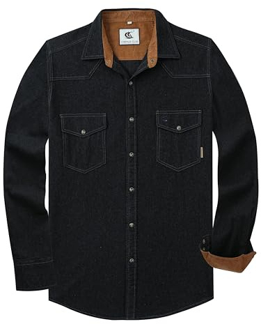 Dctop Chemise Flanelle Homme à Manches Longues, Style bûcheron à Carreaux, Boutons Pression, en Coton avec Poche, Coupe régulière décontractée