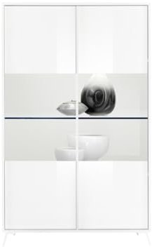 PRICE FACTORY just for you Vitrine 2 Portes Collection Sky. Coloris Blanc laqué Brillant
