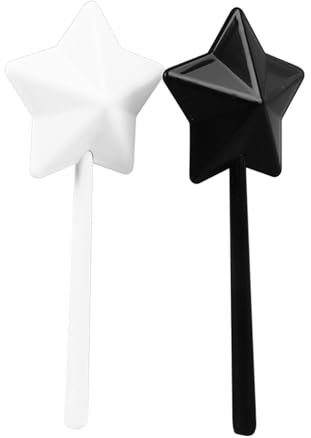 2 Pezzi a Forma di Bacchetta Saliera e Pepe in Plastica, Simpatico Distributore di Sale a Forma di Stella, Forniture da Cucina in Bianco Nero