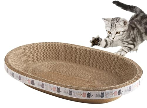 Qikam Griffoir pour Chat | Planche À Gratter pour Chat | Griffoir Chats Carton | grattoir Chat Rond Ovale | Lit À Gratter pour Chat | Carton Ondulé pour Chat Résistant à l'usure| Jouer et Dormir