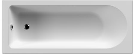 Balterley 1600 x 700mm Round Shower Bath, Straight Single Ended Gloss White Soaking Shower Bath, Acrylic Baths for Bathrooms, Round End, Adjustable Leg Set, Soaking Bathtub (White)