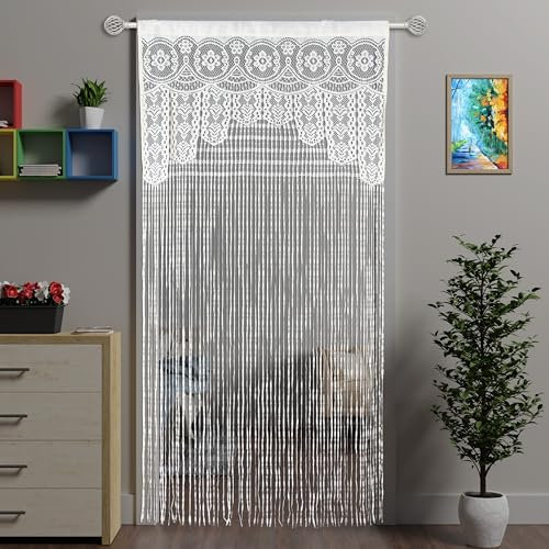 Atsweetlife 2 tende in pizzo macramè per porte, finestre, pareti, armadi, camera da letto, cucina, porta hippie, divisorio bohémien, per ragazze e bambini (bianco, 90 x 190 cm)