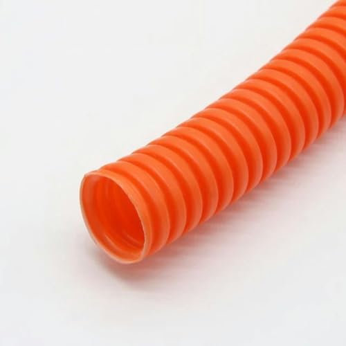 AKJXI 3/6M PP insulated corrugated thread hose plastic corrugated line pipe hose protective sleeve nylon harness sleeve cable sleeve-Orange Closure-25mm-3Meters