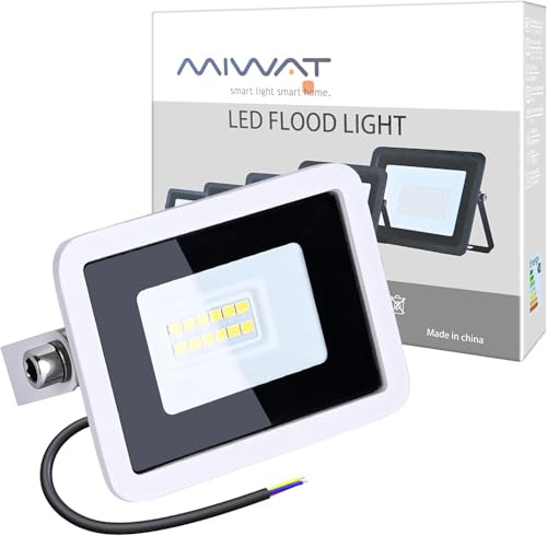 MIWAT 10W LED Flutlicht Kaltweiß 220V, Außen Scheinwerfer für Garten Straße Platz