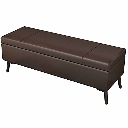 FGDIUCVN Brandschutz-Falthocker mit Stauraum, PU-Leder, großes Fassungsvermögen, Schlafzimmer, Betthocker, Metall-Eisenfüße, Heim-Schuhwechselhocker, mehrere Ottomane (braun, 110 cm)