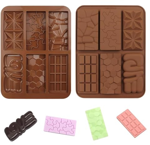 ChAusa 2 Pcs Chocolate Mould 6 Cavities Square Chocolate Silicone Molds | Reusable Baking Moulds for Cake Toppings, Ice Cube,Hard Candies Moulds