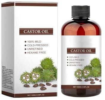 RizinusöL,RizinusöL Bio Kaltgepresst,Castor Oil Organic,Vegan,NatüRlich RizinusöL FüR KöRper, Haare, NäGel, Wimpern, Augenbrauen,100ml