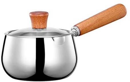 Ollas de cocina pequeñas sartenes pequeñas con tapa y asa, cacerola de acero inoxidable 316, textura para calentar leche