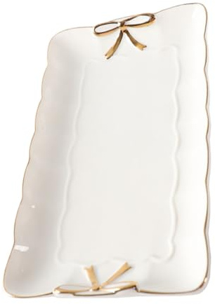 Cabilock Plateau à Bijoux en Céramique Blanc Élégant pour Rangement et Organisation des Accessoires, Maison Tables, Design Raffiné et Fonction Pratique