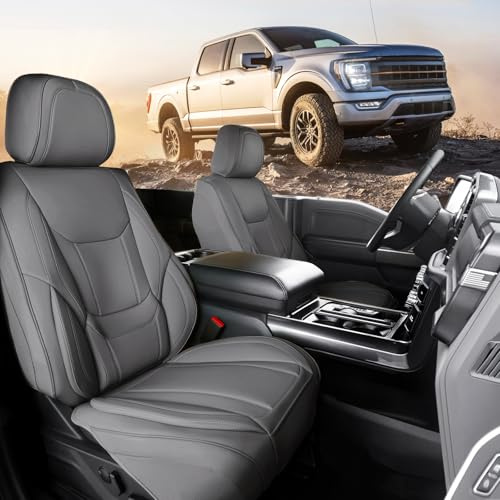 Coverland Custom Fit Seat Covers for Truck Compatible with [250, F350, F450 Super Duty, Ranger, Gladiator, Frontier] Premium Waterproof Non-Slip Interior Protector [Front Dark Gray- Size Chart A10]