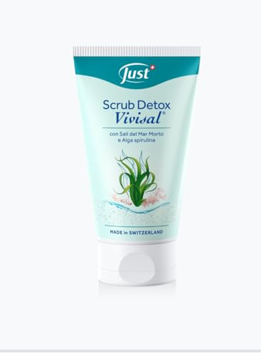 Just Scrub Detox Vivisal, Exfolierande med Döda havssalt och Spirulina alger, tillverkad i Schweiz