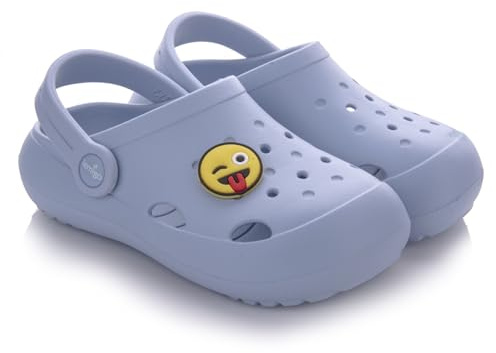 LEMIGO Leichte Kinder Clogs Eva mit Pin Jungen und Mädchen Gartenschuhe Badelatschen Hausschuhe G. 23-36 EU, 880 Lemigoose (Hellblau, 23/24)